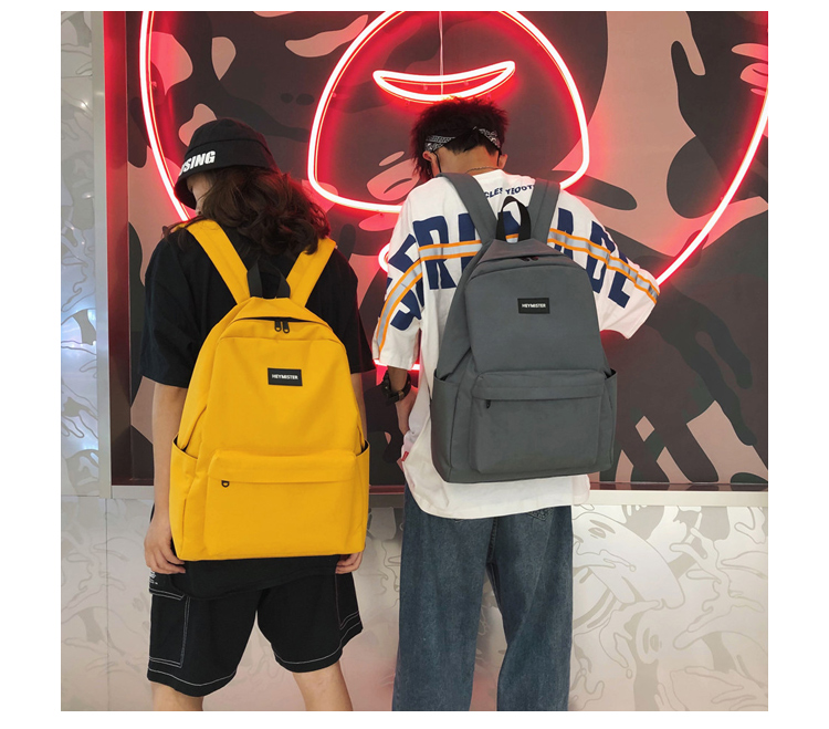 Ba lô nam thương hiệu thủy triều retro công suất lớn đơn giản nữ sinh trung học túi thời trang xu hướng rắn màu ba lô vải - Ba lô cặp sách cấp 2 nữ