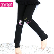 Child star sparkle childrens pantyhose Autumn and winter girls leggings practice black printed thickened velvet dancing socks
