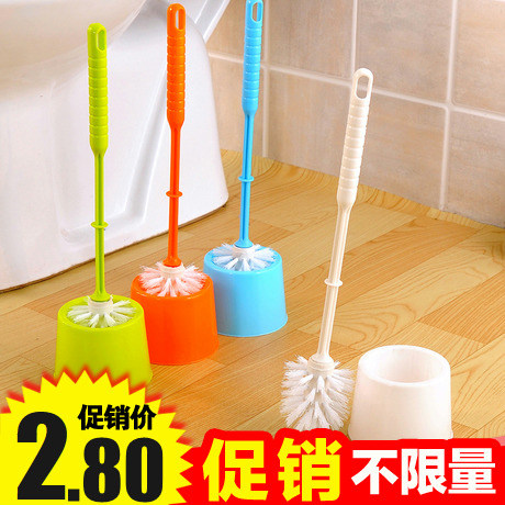 Creative plastic soft hair cleaning brush long handle toilet brush makeup room toilet brush toilet brush set with base