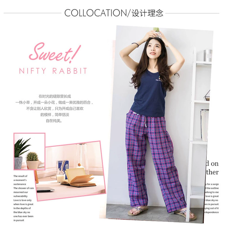 Quần Fenton Pajama Quần nữ Quần cotton Phần mỏng Băng thông Bông Thời trang Thủy triều Sinh viên Quần đơn Quần nhà quần jean ống rộng nam