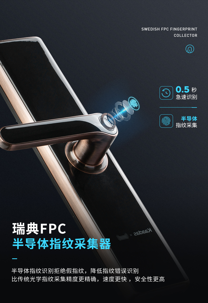 天猫联合定制  凯迪仕 TK2 家用智能指纹锁 内置门铃 图7