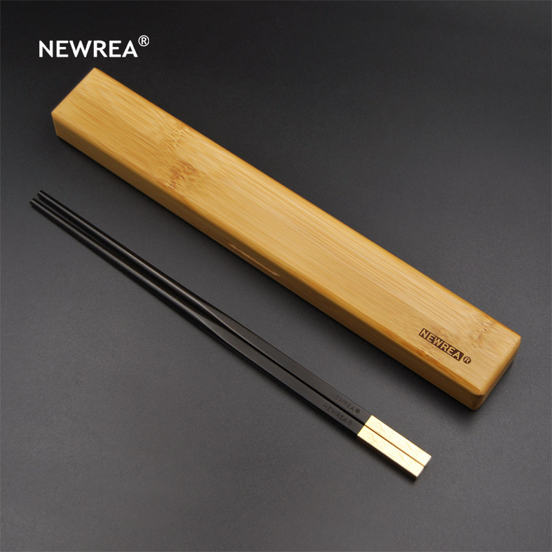 NEWREA cutting-edge embossed dragon and phoenix ebony chopsticks, convenient and portable, exquisite workmanship