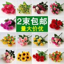 Single simulation rose small bouquet of living room dining table with fence decorated silk flower flower flower flower flower art