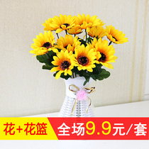 Fake flower simulation simulation silkery flower parlour home decoration plastic dry flower bouquet small pot table tea several pot