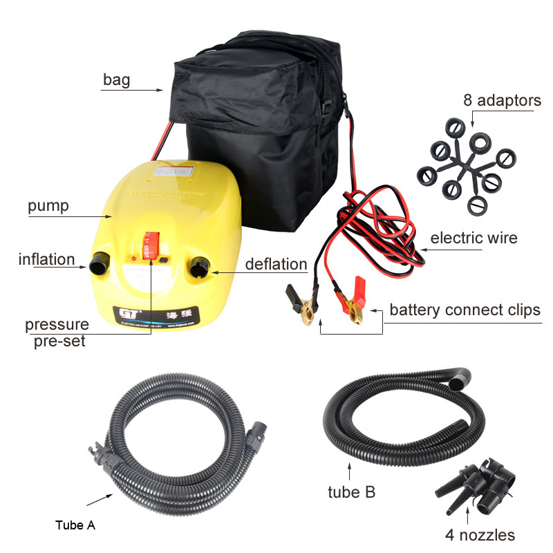 High pressure DC inflatable electric pump Baise leather canoeing rubber dinghy rubber dinghy car with cigarette lighter electric gp80