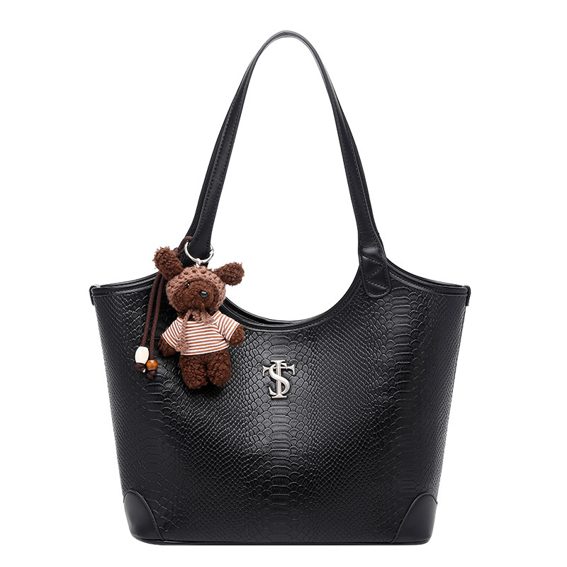 STK Niche White Snake Pattern Tote Bag - Large Capacity Shoulder Bag for College Students, Work and Commuting - Thumbnail 6