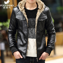 Rich bird lamb wool coat men plus velvet thickened Korean trend winter men warm fleece handsome leather jacket