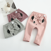 Girls big pp pants baby wear spring and autumn cotton Haren pants baby belly butt 1-3 years old foreign gas 2 Korean version