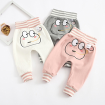 Spring and autumn baby big pp cotton trousers for infants and young children wearing Haren pants for boys and girls with foreign atmosphere High waist belly butt pants