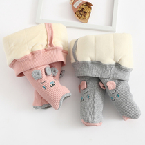 Baby plus velvet thickened warm pants for infants and young children wearing foreign big pp cotton pants baby cotton butt cotton winter women