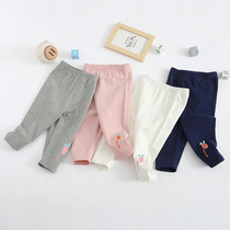 Female baby spring and autumn cotton single pants for infants and young children wearing open stalls big pp casual pants baby butt thin leggings