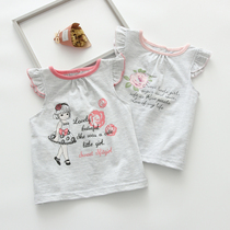 Female baby coat for infants and young children to wear base shirt newborn cotton short sleeve 0-2 year-old foreign summer vest 1 flying sleeve