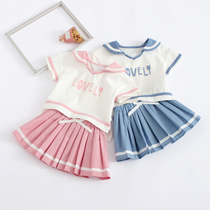 Xia thin female baby short sleeve suit infant wear cotton skirt clothes little girl foreign 012-3 years old