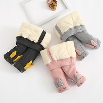 Girls and infants wear baby open stalls winter thickened and velvet foreign warm three-layer cotton trousers