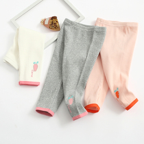 Spring and autumn female baby leggings for infants and young children wearing open gear cotton children elastic single pants 0-3 years old foreign gas 2 Leisure