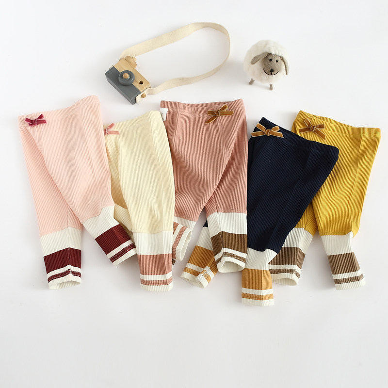 Baby Spring Autumn Outside Wearing Single Pants Infant High Bomb Open Gear Foreign Pie Girl Thin 1-3-year-old 2 Pure cotton Han