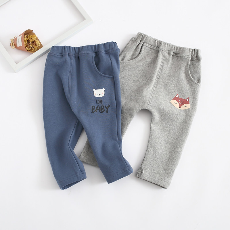 Boys spring and autumn trousers for infants and toddlers, casual open-end trousers for babies, big pp, pure cotton butt trousers for 0-3 years old, 2