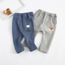 Boys spring and autumn trousers for infants and young children wear casual open pants baby big pp foreign cotton butts 0-3 years old 1