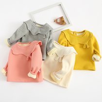 Autumn and Winter Women baby cotton coat baby wear warm base shirt baby plus velvet 0-3 years old doll lapel 2