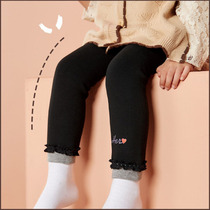 Baby girl leggings thin plus velvet open stall warm pants high waist belly 1-5 years old children children autumn and winter slim 2 Cotton