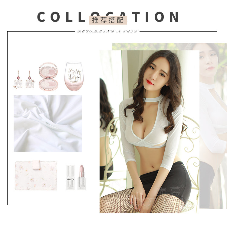 Cám dỗ đồng phục thư ký gợi cảm ba mảnh Bộ đồ băng lụa trong suốt áo khoác mỏng Qi hip váy ngủ đồng phục áo ngủ đẹp