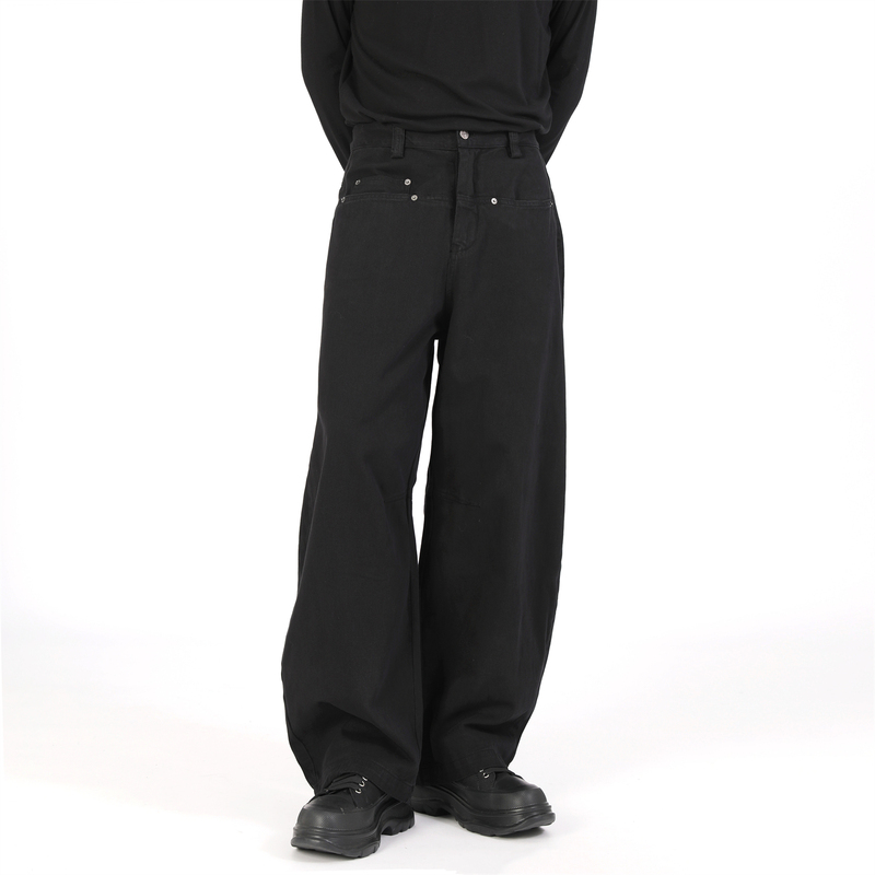 Bob Black on Black Cleanfit Black Jeans Scimitar Pants Wide-Leg Pants Jeans Vintage Washed Japanese Style Y2K