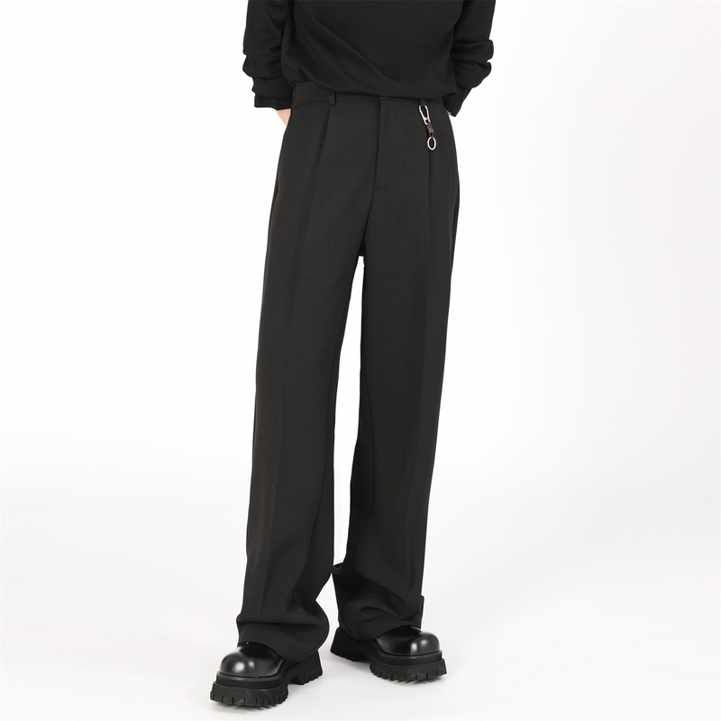 Bob Black on Black Simple Design Cleanfit Straight-Leg Trousers Dress Pants Old Money Style High-End Long Pants for Commuting Slimming