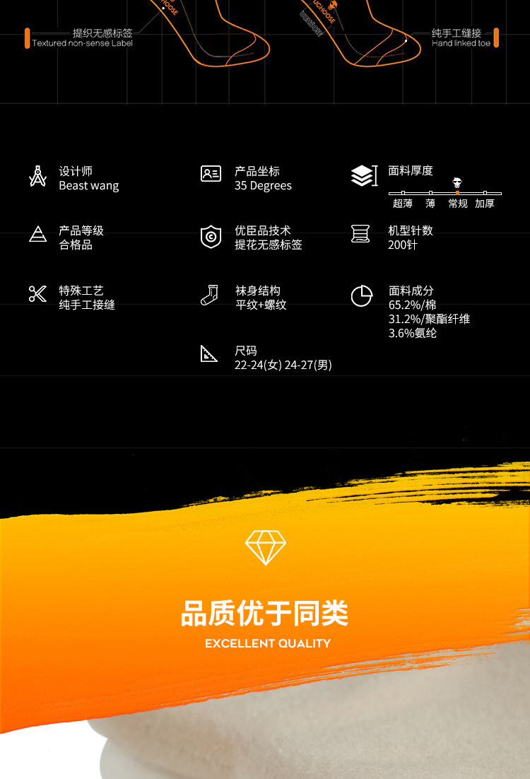 优臣品 男女 短款/中筒 抗菌防臭袜子 7双 图4