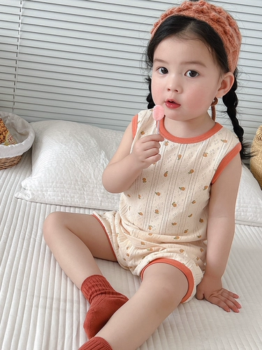 Детская хлопковая пижама, тонкая летняя майка топ, комплект для мальчиков, детский комбинезон