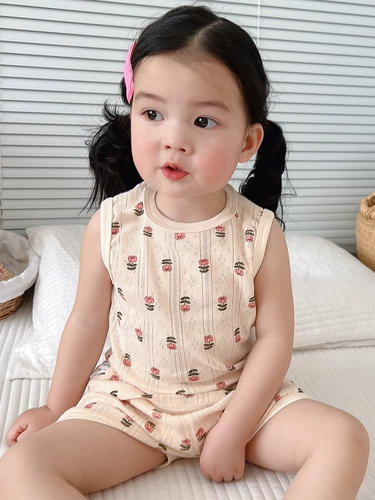 Детская хлопковая пижама, тонкая летняя майка топ, комплект для мальчиков, детский комбинезон