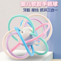 Grinding tooth stick baby tooth rubber hand grip ball 0-12 months silicone gel 3 hand grip ball 6 baby can bite the toy hand rattle