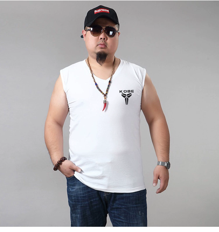 Cộng với phân bón XL áo nam không tay t-shirt vest vest nam mùa hè thể thao bóng rổ áo bông lỏng