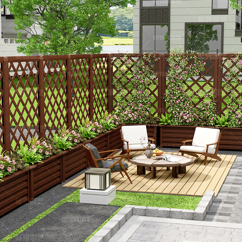 Outdoor Aluminum Alloy Flower Stand Grid Trellis Flower Box Fence Climbing Fence Outdoor Garden Decorative Flower Trough Partition