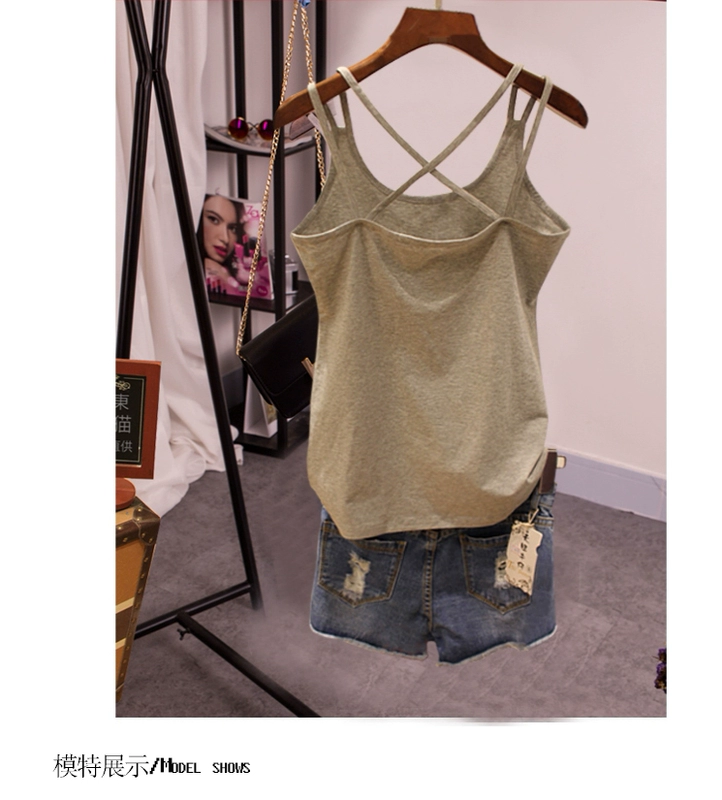 Camisole nữ mùa hè phần dưới ngắn mặc hoang dã phiên bản Hàn Quốc gợi cảm của áo cotton mỏng màu đen bên trong áo sơ mi nhỏ quần áo nữ