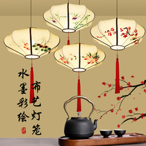 New Chinese style imitation classical palace lantern fabric hand-painted lantern modern creative Chinese style restaurant restaurant teahouse chandelier