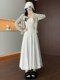 White Knitted Glutinous Rice Flower Skirt for Women, Autumn 2025 New Style, High-Waisted Mid-Length A-Line Umbrella Skirt for Petite Figures
