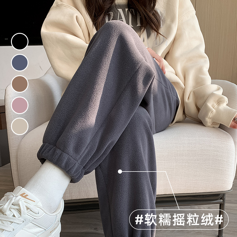 Gray Fleece-Lined Sweatpants for Women, Autumn and Winter, Thickened, Warm, Windproof, Cotton Pants, Fleece, Petite, Jogger Pants Gray Fleece-Lined Sweatpants for Women, Autumn and Winter, Thickened, Warm, Windproof, Cotton Pants, Fleece, Petite, Jogger Pants