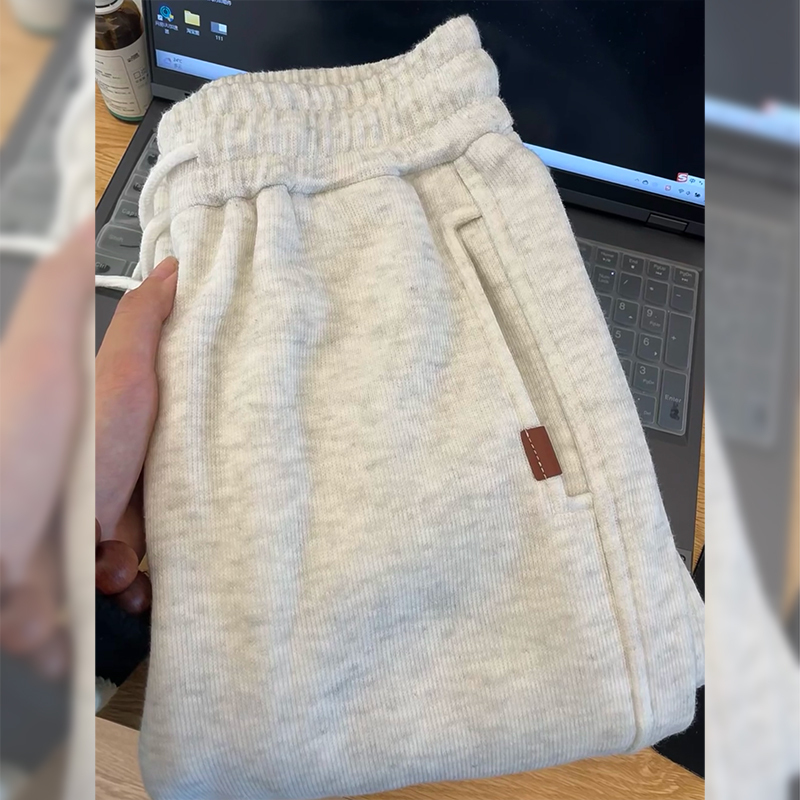 White and Gray Sweatpants for Women, Spring 2026 New Style, Slimming, Versatile, Petite, Loose Fit, Jogger, Casual, Fleece-Lined Sweatpants
