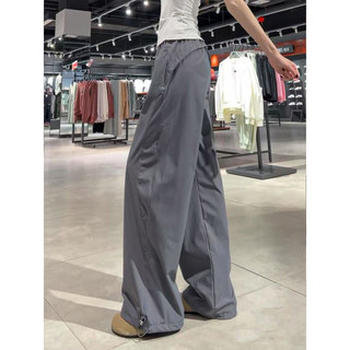 Dark Gray American-Style Quick-Drying Cargo Pants for Women, Summer 2025 New Loose Casual Straight-Leg Petite Wide-Leg Sweatpants