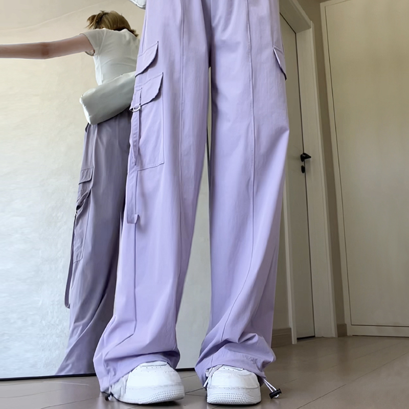 Purple Work Pants for Women, Summer Thin Style 2026 New High-Waisted Drapey Wide-Leg Pants, Loose Ice Silk Quick-Drying Sports Pants Purple Work Pants for Women, Summer Thin Style 2026 New High-Waisted Drapey Wide-Leg Pants, Loose Ice Silk Quick-Drying Sports Pants