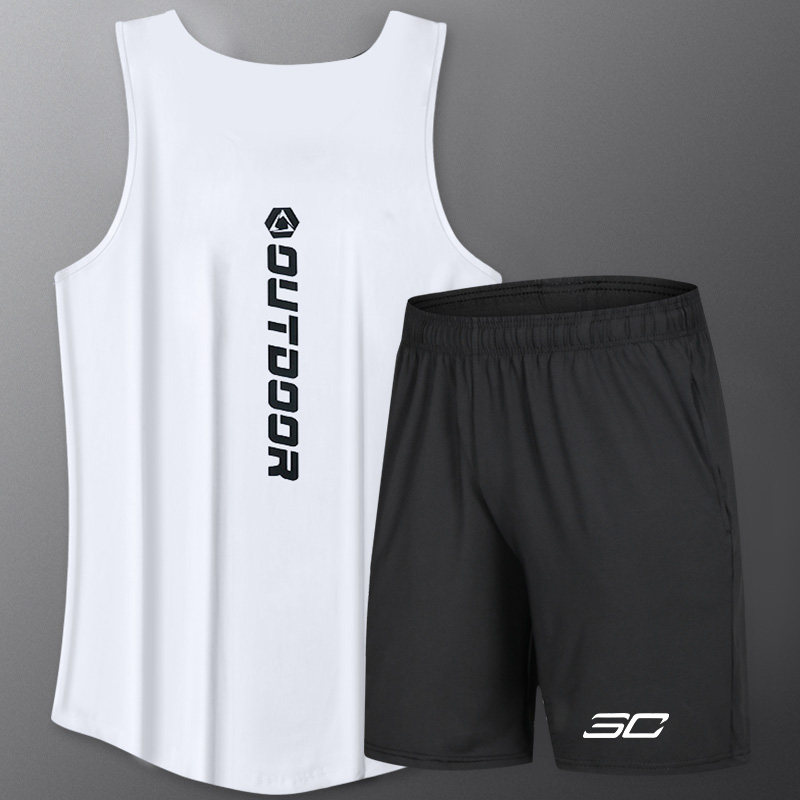 Fitness Clothes Male Marathon Vest Running Sports Suit Athletics Sports Training Summer Speed Dry Ice Wire Equipment