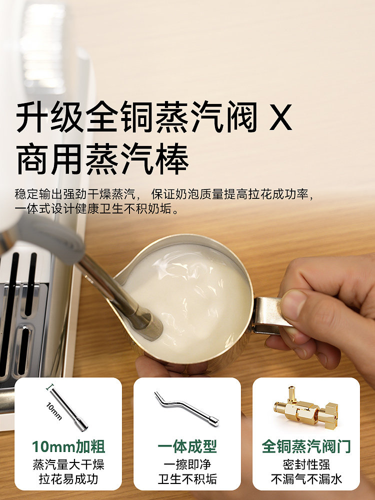 [National Subsidy 15%]Bai Cui Pe3828Pro Italian-Style Coffee Machine, Semi-Automatic, Small, for Home Use, Professional, Sea Salt Small Cube