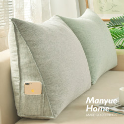 M.Life Soft Cushion Cotton and Linen Triangular Cushion Sofa Lumbar Support Pillow Nap Bed Headrest with Insert