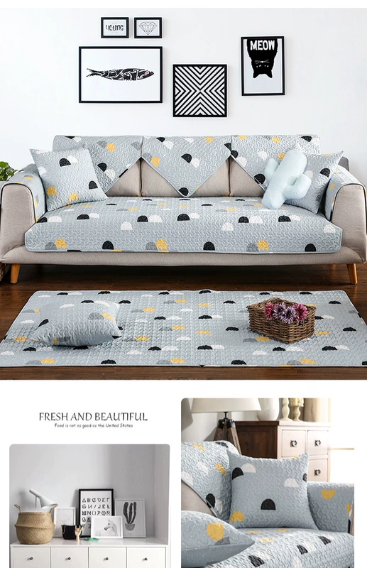 Cotton sofa đệm tươi và bẩn bẩn Bắc Âu cotton kết hợp da sofa gỗ bọc thảm mùa - Ghế đệm / đệm Sofa