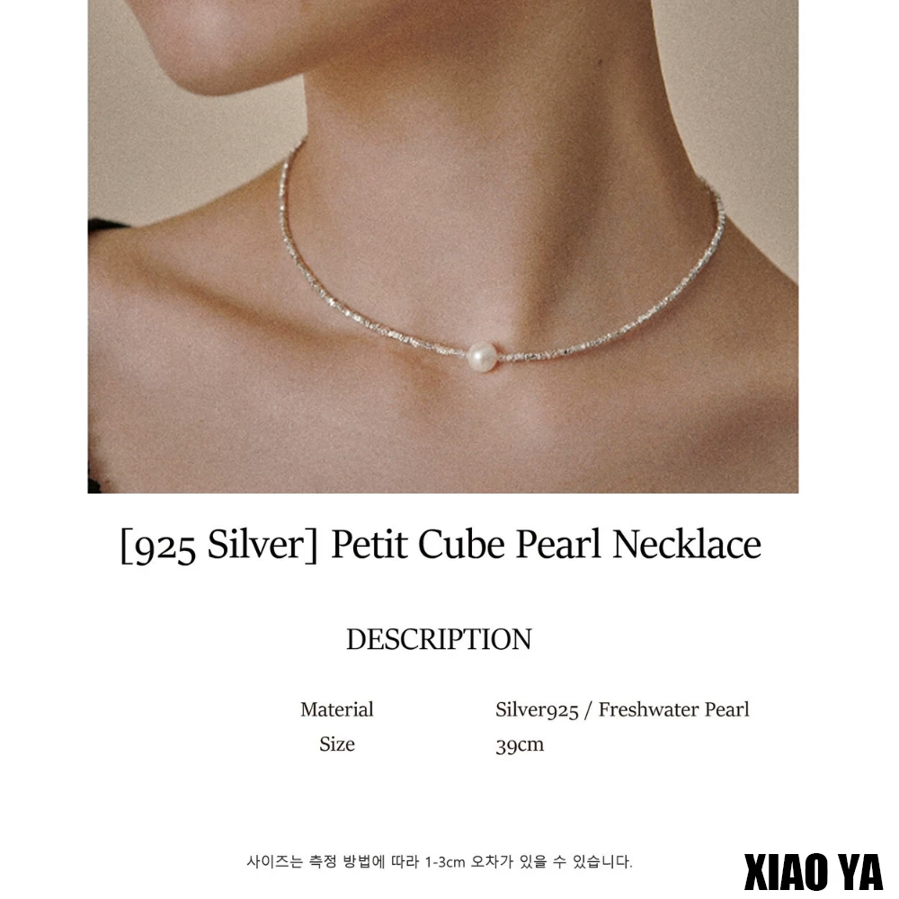 Small design organic necklace from pearl, silver 925 sample