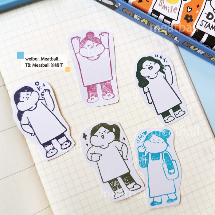Meatball original lovely rubber stamp set of sets-character frame frame five pieces in (without imprint) -Taobao