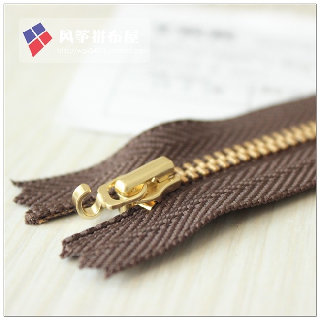 YKK3# Gold Tooth Closed Tail Zip Tie Tie Tip Tip with Lock 15-45CM optional brown