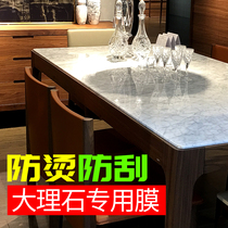 Thickened marble film dining table coffee table transparent desktop protective film high temperature countertop tempered film self-adhesive paper
