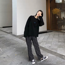 Douyin early autumn womens clothing 2021 New Net Red fashion wide leg pants sweater foreign air age reduction two-piece set Spring