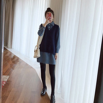 Autumn 2021 New chic sweater shirt with vest vest wool Net red same casual two-piece set